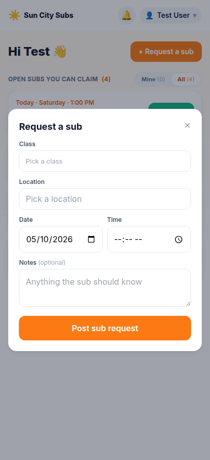 Request a sub form